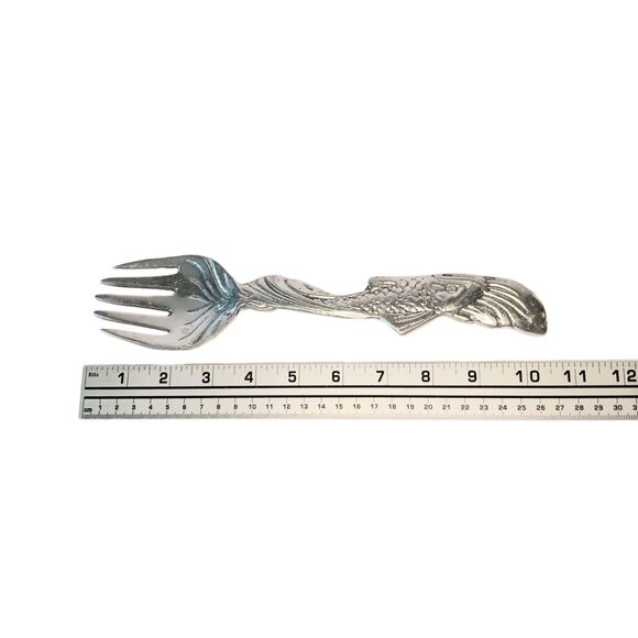 Fish Nautical Serving Fork Serving Silver Metal 10" x 1" Summer Spring Decor - Picture 9 of 10